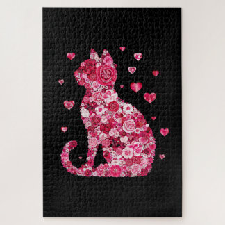 Puzzle Silhouette Chat Floral ArtFaux Toile Enveloppée Im