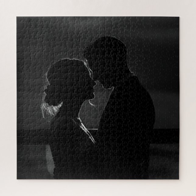 Puzzle Silhouette d'amour complexe en noir et blanc (Vertical)
