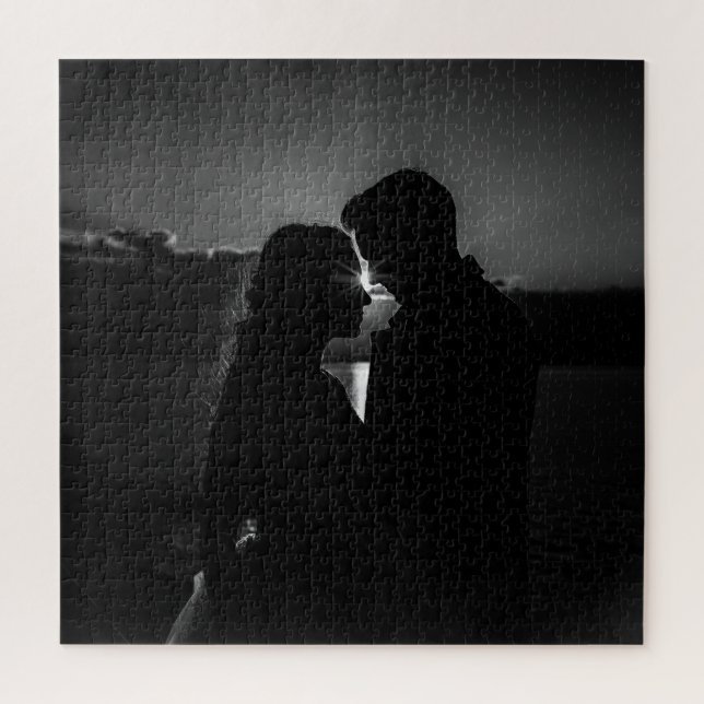 Puzzle Silhouette d'amour intemporelle en noir et blanc (Vertical)