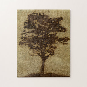 Puzzle Silhouette d'arbre sur l'arrière - plan en bronze