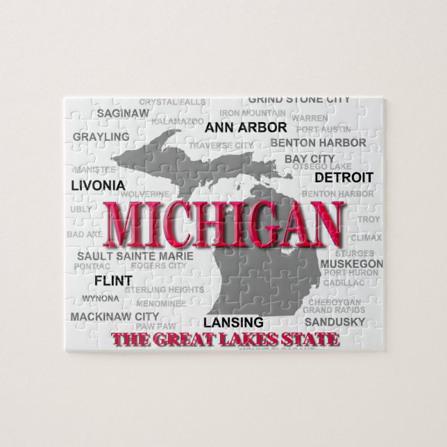 Puzzle Silhouette de carte de fierté d'État du Michigan (Horizontal)