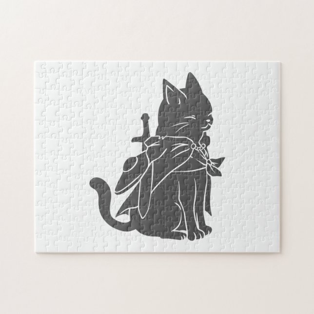 Puzzle Silhouette de chat guerrier - Choisir la couleur a (Horizontal)