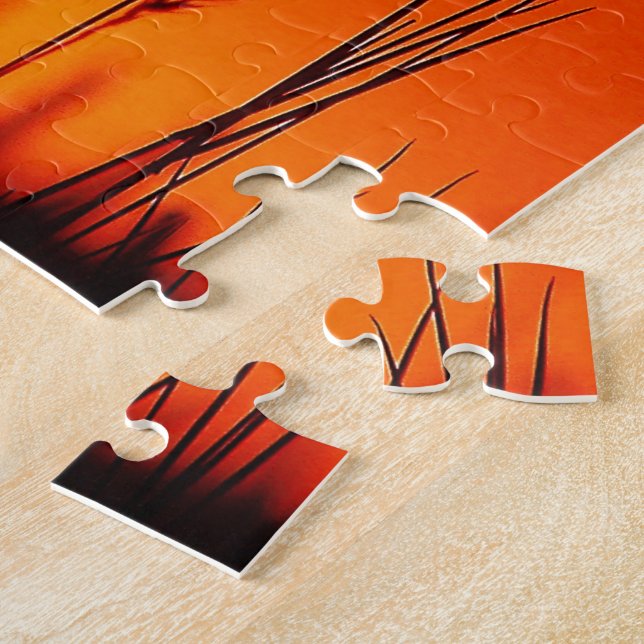 Puzzle Silhouette de coucher du soleil inspirée (Côté)