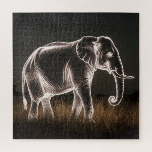 Puzzle Silhouette d'éléphant lumineux
