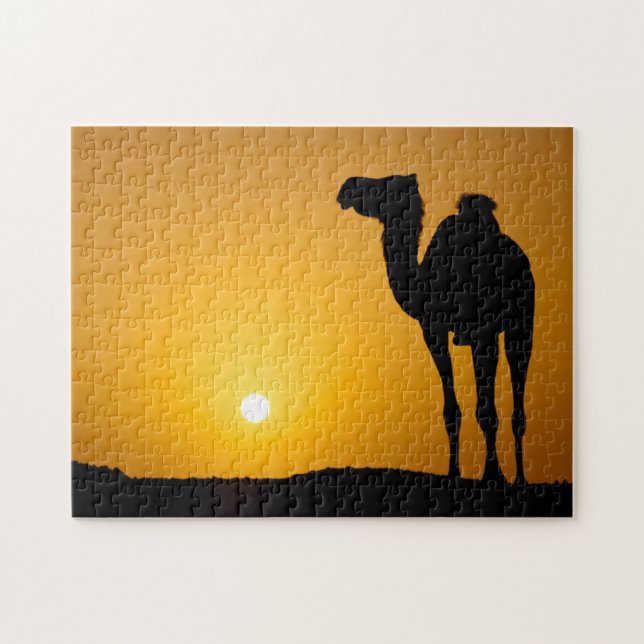 Puzzle Silhouette d'un chameau sauvage au coucher du (Horizontal)