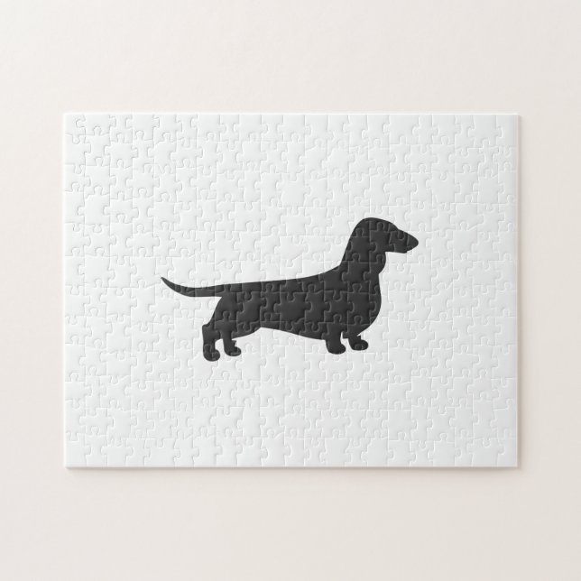Puzzle Silhouette noire de dachshund (Horizontal)