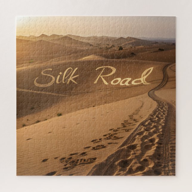 Puzzle Silk Road Desert Landscape Typography Art (Vertical)
