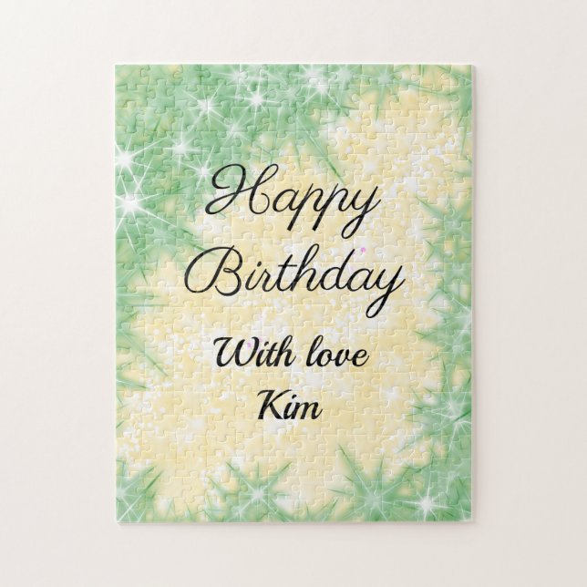 Puzzle simple calligraphy happy birthday custostom (Vertical)
