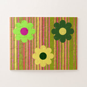 Puzzle simple pour enfants Rayures Fleurs