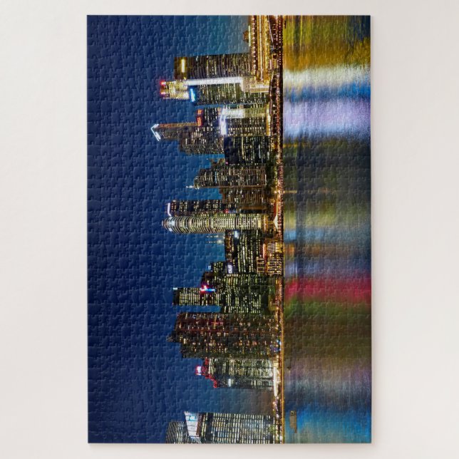 Puzzle Singapour Skyline la nuit avec des lumières sur l' (Vertical)