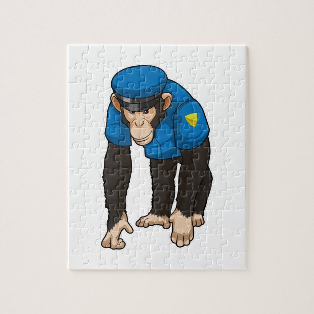 Puzzle Singe comme policier avec Uniforme (Vertical)