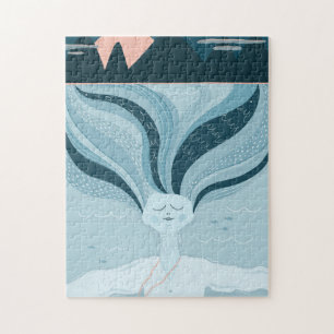 Puzzle Sirène de nuit magique. Esprit marin bleu marine