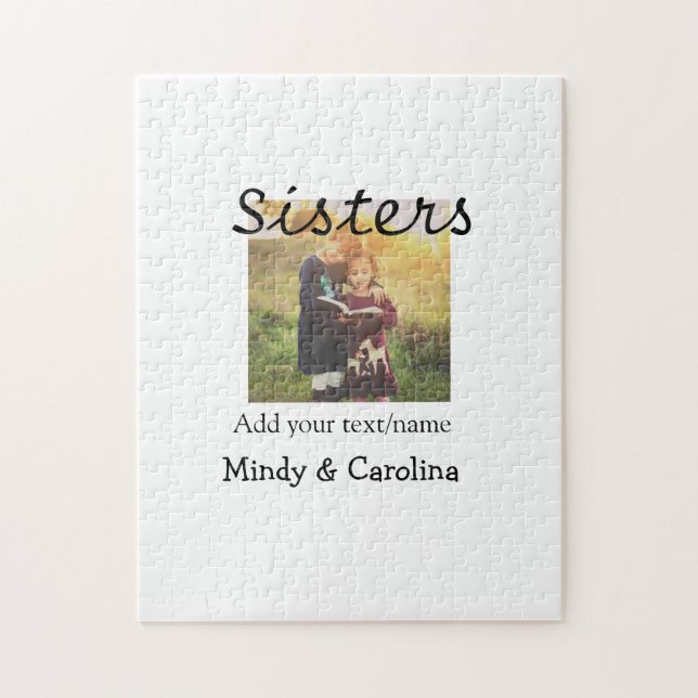 Puzzle Sisters besties BFF ajouter nom de la photo nom fa (Vertical)