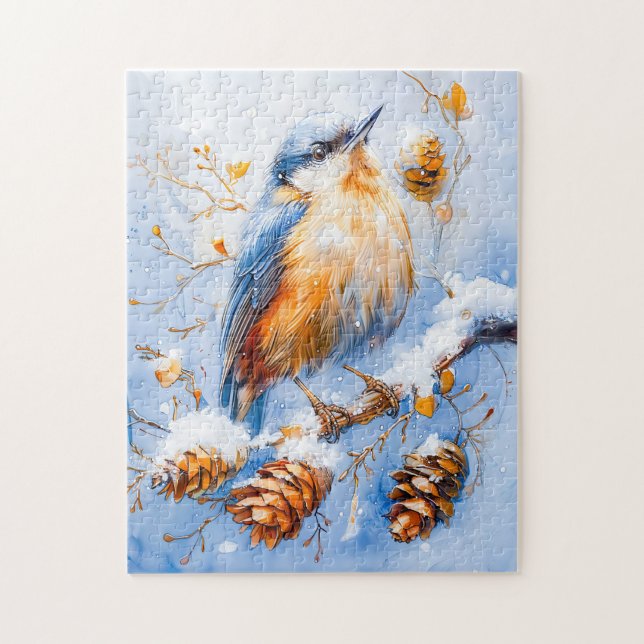 Puzzle Sittelle torchepot dans un style impressionniste (Vertical)