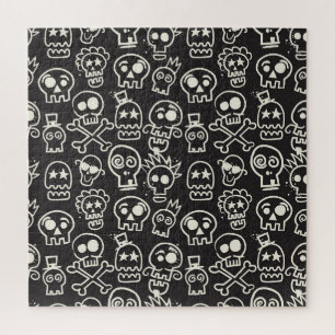 Puzzle Sketchchy noir crâne papier peint sans couleur
