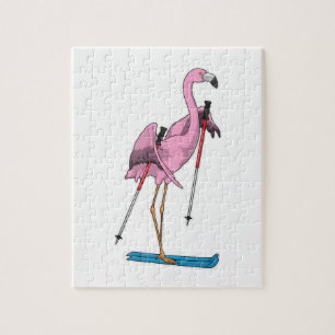 Puzzle Skieur flamant rose Ski