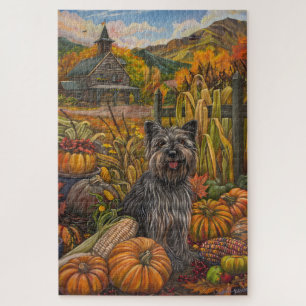 Puzzle Skye Terrier Chien Moisson d'automne Thanksgiving