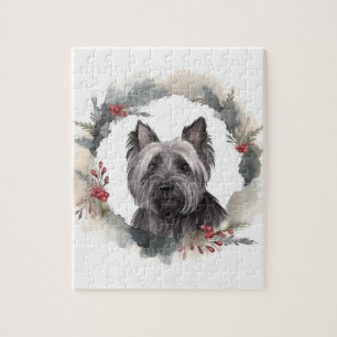 Puzzle Skye Terrier Fête de Noël Wreath Pup