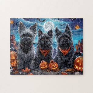 Puzzle Skye Terrier Halloween Épouvantable