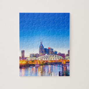 Puzzle skyline de nashville tennessee pendant l'heure ble