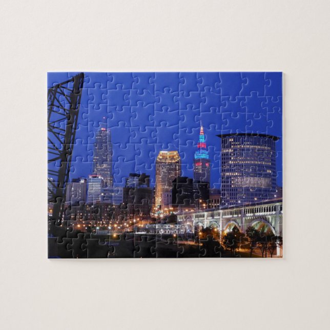 Puzzle Skyline de nuit Cleveland (Horizontal)