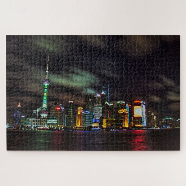 Puzzle Skyline de nuit de Shanghai (Horizontal)
