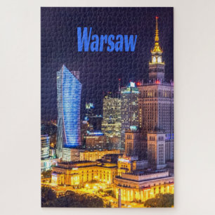 Puzzle Skyline nocturne de Varsovie en Pologne