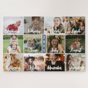 Puzzle Slate Blue 12 Photo Mois et année Collage