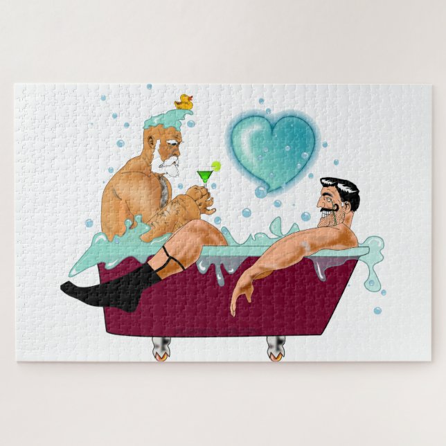 Puzzle SlipperyJoe's deux gays hommes aiment la baignoire (Horizontal)