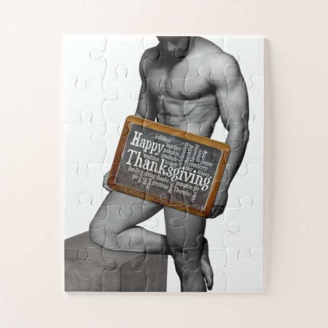 Puzzle SlipperyJoe's Thanksgiving man hot six pack abs un (Vertical)