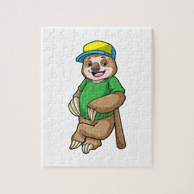 Puzzle Sloth au baseball avec batte de baseball (Vertical)