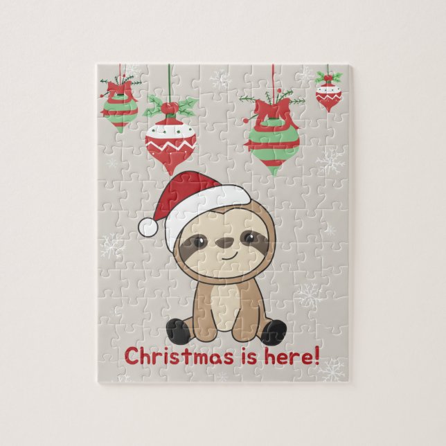 Puzzle Sloth Noël Neige Hiver Animaux Fentes Jigsaw (Vertical)