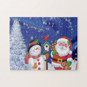 Puzzle Smiling snowman et Santa Claus