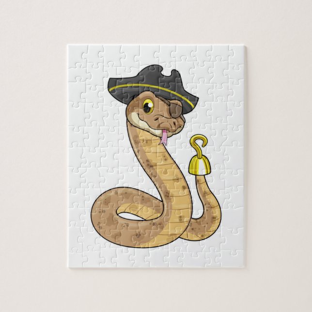 Puzzle Snake as Pirate with Hook Hand & Eye patch (Vertical)