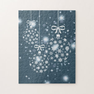 Puzzle Snowflakes, bleu et blanc, ballons