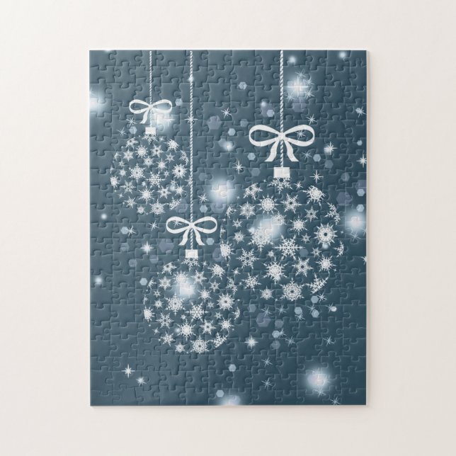 Puzzle Snowflakes, bleu et blanc, ballons (Vertical)