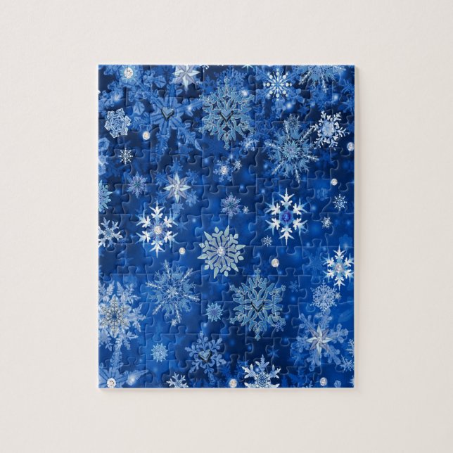 Puzzle Snowflakes de Noël Bleu et argent (Vertical)