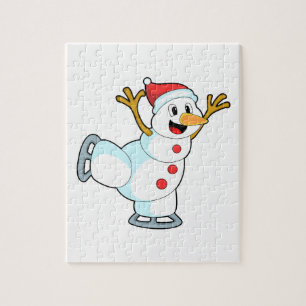 Puzzle Snowman au patinage sur glace avec patins sur glac