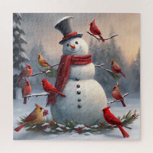 Puzzle Snowman avec les cardinaux rouges Snowman (Vertical)