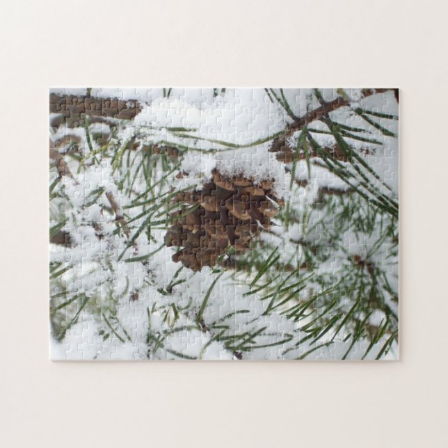 Puzzle Snowy Pine Cone I (Horizontal)