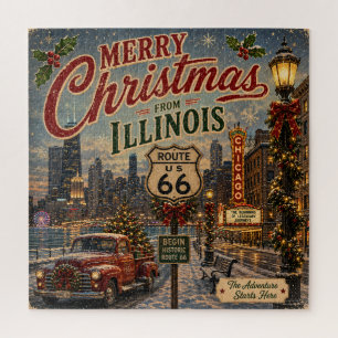 Puzzle Soirée de jeu de Noël sur la Mother Road à Chicago