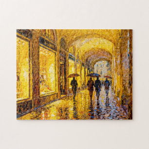 Puzzle Soirée de ville pluvieuse impressionniste avec ref