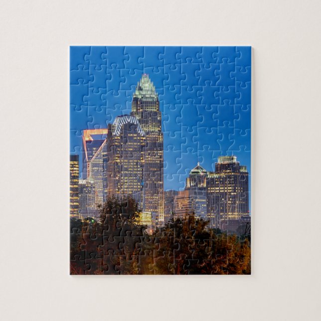 Puzzle soirée skyline de la charlotte-nord-carolina (Vertical)