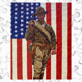 Puzzle Soldat patriotique vintage avec drapeau américain