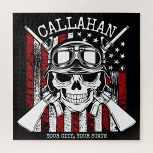 Puzzle Soldat PERSONNALISÉ NOM Crâne Pistolets Drapeau US