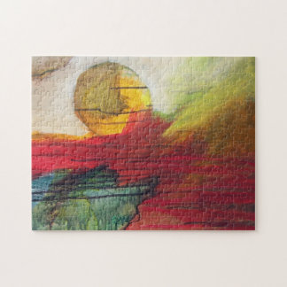 Puzzle Soleil orange - Peinture Abstraite