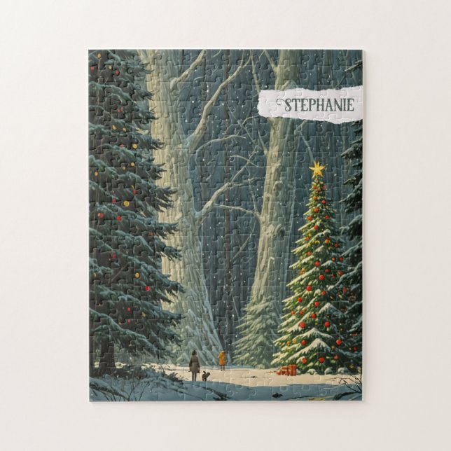 Puzzle Solstice Spruce Noël personnalisé (Vertical)