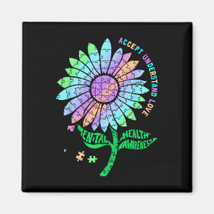 Puzzle-Sonnenblume für psychische Gesundheitsaufkl Magnet