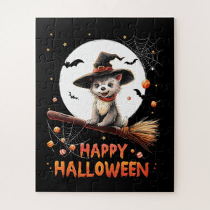 Puzzle Sorcière bonbons chien chiot drôle Halloween fantô