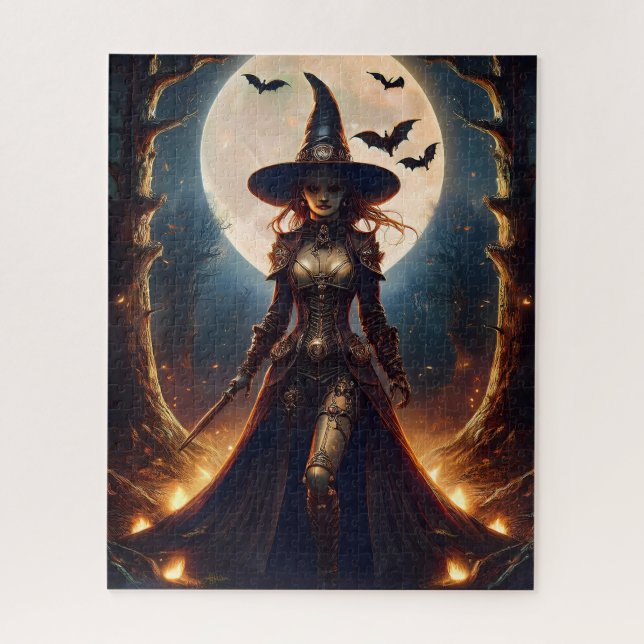 Puzzle Sorcière de la forêt Steampunk Halloween (Vertical)